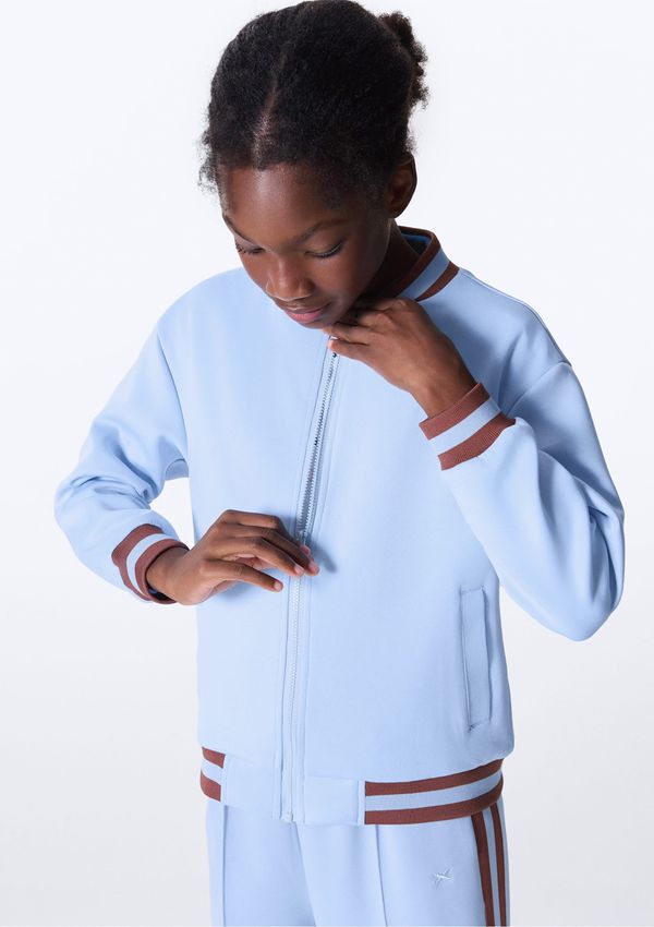 Jaqueta Infantil Bomber Com Detalhes Em Retilínea - Azul 012