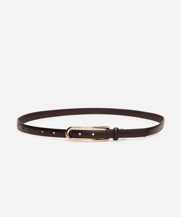 cinto fino com fivela alongada marrom 85CM
