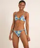 biquíni calcinha tanga amarração estampado floral com proteção uv50+ multicor P