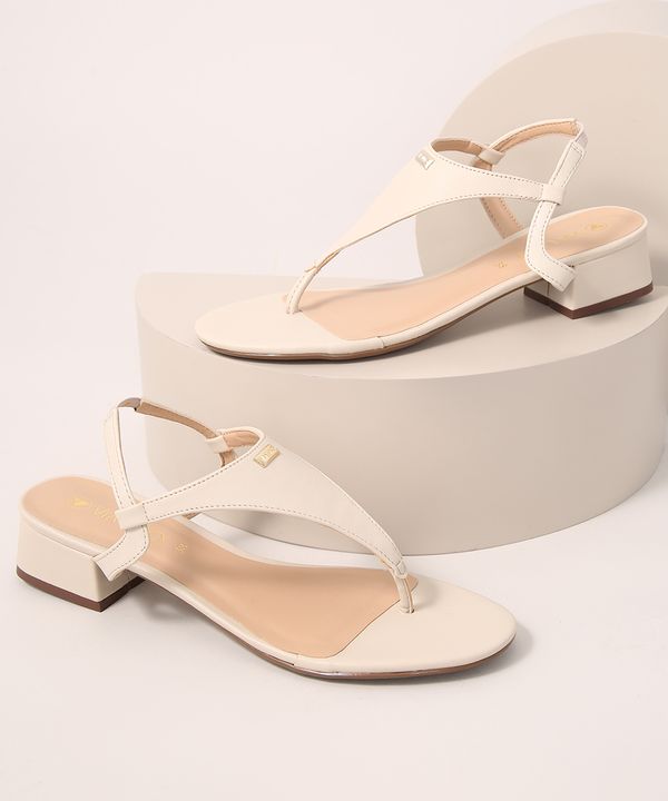 Sandália Feminina Salto Médio Via Uno Off White 35