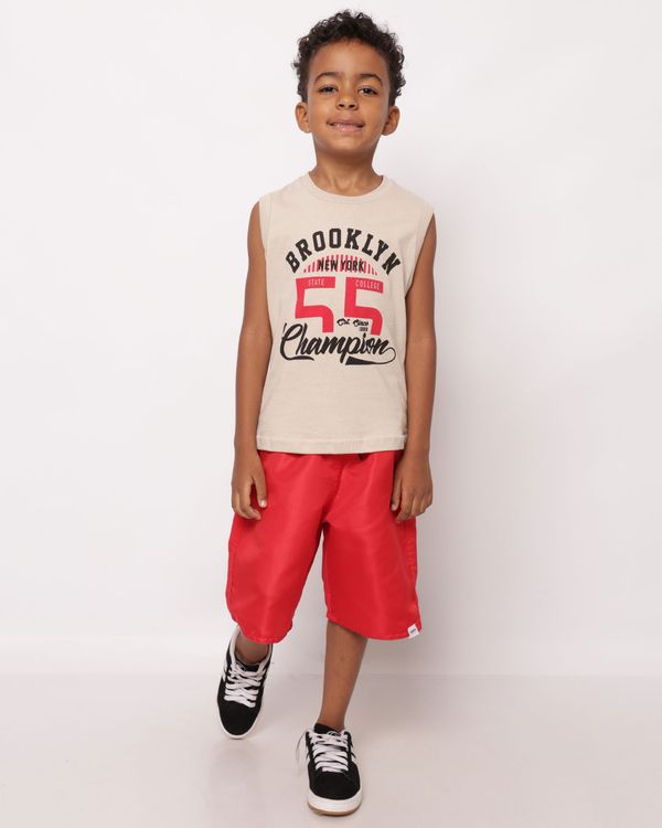 Bermuda Infantil Reta Microfibra Vermelho 8