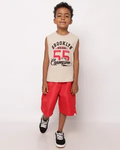 Bermuda Infantil Reta Microfibra Vermelho 8