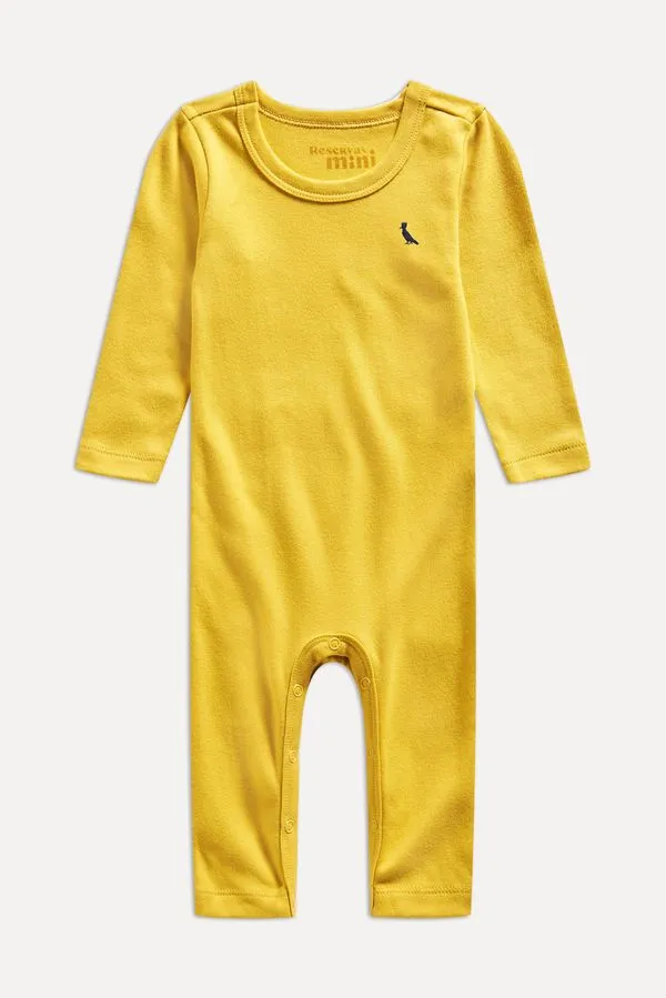 Macacao Pl Bebe Gota Pp Bordado Amarelo - M