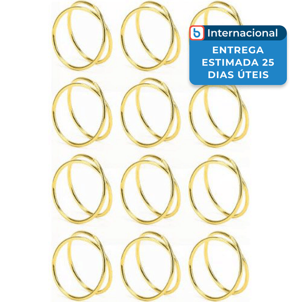 Conjunto Anéis de Guardanapo 12 Unidades Coitak Formato Espiral Ouro A-MBI