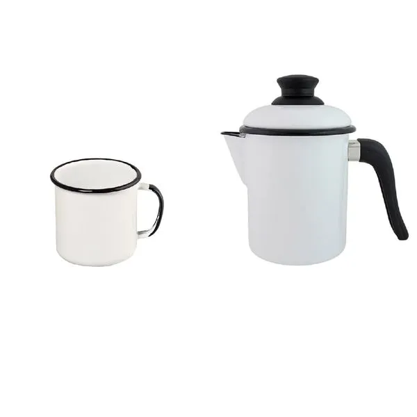 Leiteira e caneca qualidade em Agata- 900 ml - Branca - Ewel