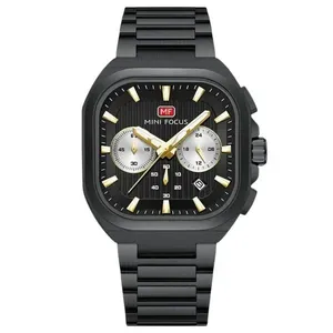 Relógio de Pulso Masculino Analógico de Quartzo Pulseira de Aço Inox Ponteiros Luminosos Preto Mini Focus Relógio de Pulso Masculino Analógico Aço Inox Ponteiros Luminosos Preto Mini Focus