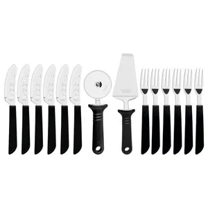 Kit para Pizza Tramontina com Laminas em Aço Inox e Cabos de Polipropileno Preto 14 Peças