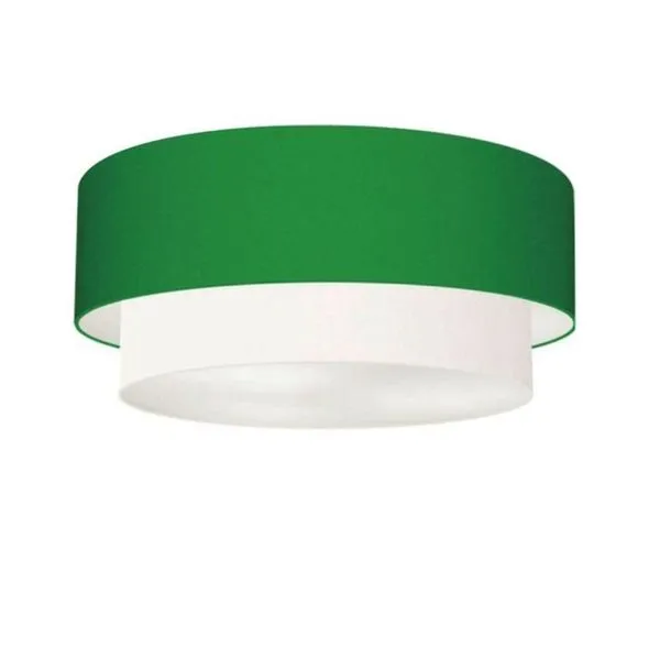 Plafon Duplo Cilíndrico Vivare Md-3063 Cúpula Tecido 55x50cm - Bivolt Verde-folha-branco 127/220v