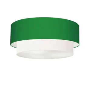 Plafon Duplo Cilíndrico Vivare Md-3063 Cúpula Tecido 55x50cm - Bivolt Verde-folha-branco 127/220v