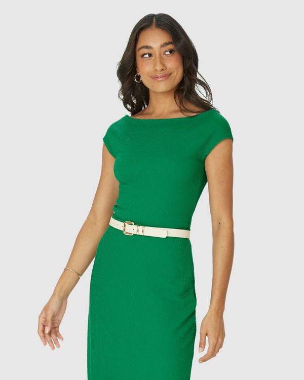 Blusa Justa Feminina Decote Canoa Em Malha Texturizada Verde - GG