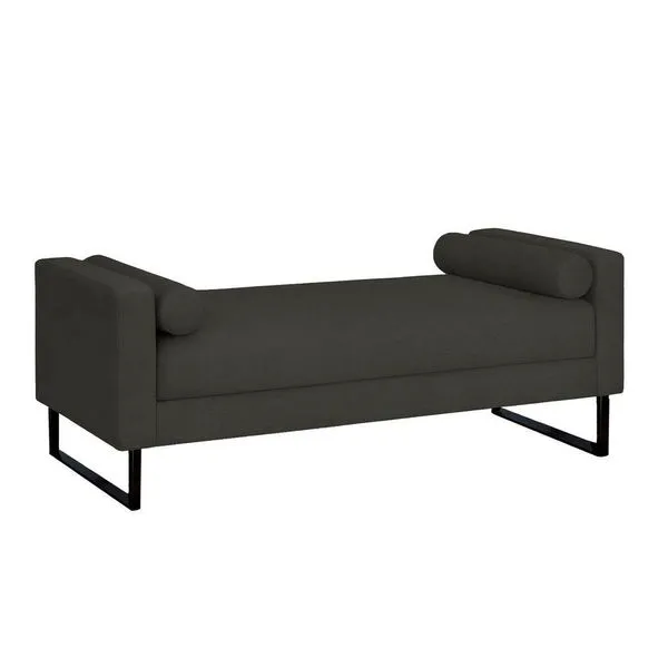 Recamier Berlim Base Metal 1,20m Corino Preto- Inova Decorações