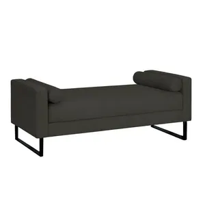 Recamier Berlim Base Metal 1,20m Corino Preto- Inova Decorações