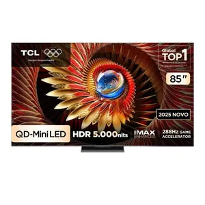Smart TV 85 Polegadas 4K 85C8K QD-Mini LED 144Hz Google TV Zero Border TCL Cinza / Bivolt
