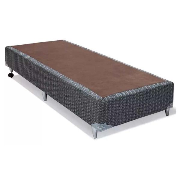 Base Cama Box Solteiro Orthotel Luxo Gray Madeira Tecido Cinza Ortobom