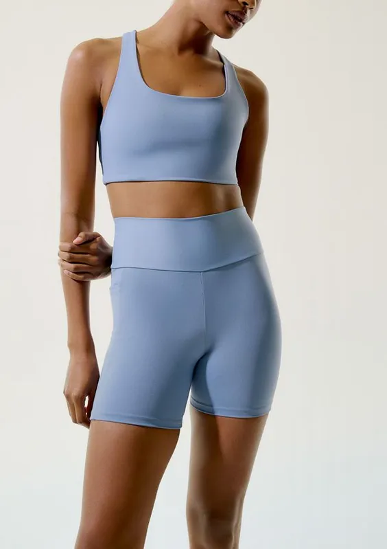 Bermuda Feminina Esportiva Biker Com Fio LYCRA® - Azul M