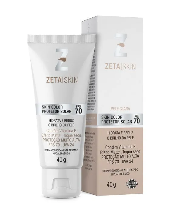 Protetor Solar Facial Zeta Skin Pele Clara FPS 70 40g Protetor Solar Facial Zeta Skin Pele Clara Fps70 40g