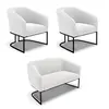 Namoradeira e 2 Poltronas Industrial Preto Stella Bouclê D03 - D'Rossi Off White