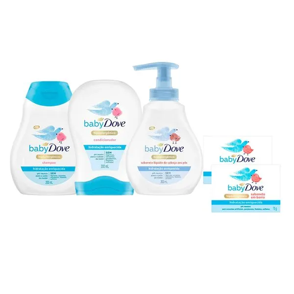 Kit Baby Dove Hidratação Enriquecida - 5 Produtos Kit Baby Dove Hidratação Glicerinada - 5 Produtos