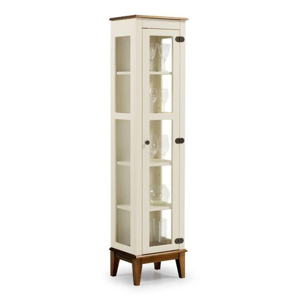 Cristaleira com 1 Porta de Vidro Casatema Amêndoa/Off White