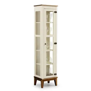 Cristaleira com 1 Porta de Vidro Casatema Amêndoa/Off White