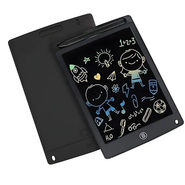 Lousa Mágica Tablet Lcd Preto De 12" Lousa Mágica Com Botão De Apagar Desenhar E Anotar