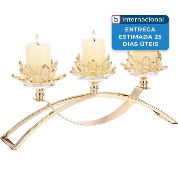 Porta-Velas Com 3 Braços Para Centro De Mesa Ownmy Ouro A-MBI