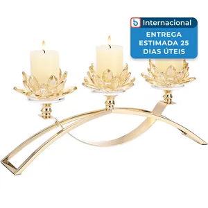 Porta-Velas Com 3 Braços Para Centro De Mesa Ownmy Ouro A-MBI