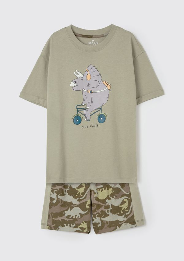 Pijama Infantil Menino Curto Estampado - Verde 004