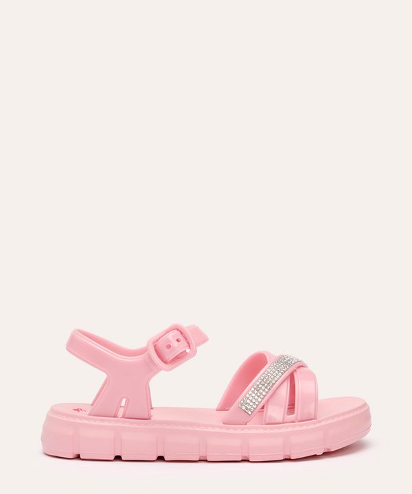 sandália flatfom infantil com brilhos barbie rosa 25