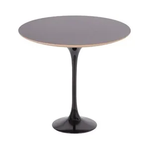 Mesa Lateral Oval Fórmica Preta 57x38cm - Base Preta