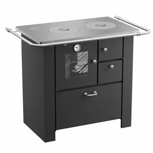 Fogão a Lenha Master Nº 02 Esquerdo Elevare Industrial Preto com Chapa de Alumínio e Forninho Interno Fogão a Lenha Master Nº 02 Esquerdo Elevare Industrial Preto com Chapa de Alumínio