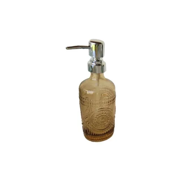 Porta Sabonete Líquido Para Banheiro Vidro Dispenser 370ml Ambar