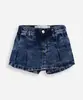 short saia infantil jeans com pregas azul 9-12