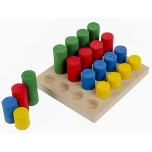 Brinquedo Pedagógico Pinos de Encaixe 20 Peças MDF e Madeira Colorido Carlu Brinquedos Brinquedo Pedagógico Pinos Encaixe 20 Peças MDF Madeira Carlu Brinquedos