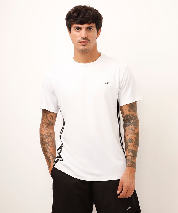 camiseta esportiva com listras - branco M