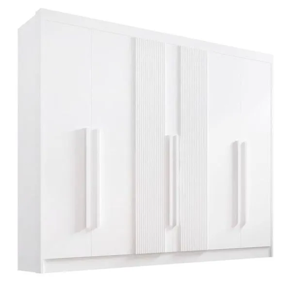 Guarda Roupa Casal 6 Portas 7 Gav Athos Ripado-branco D'doro