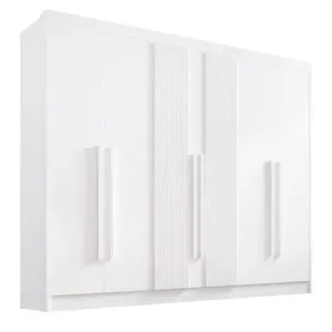 Guarda Roupa Casal 6 Portas 7 Gav Athos Ripado-branco D'doro