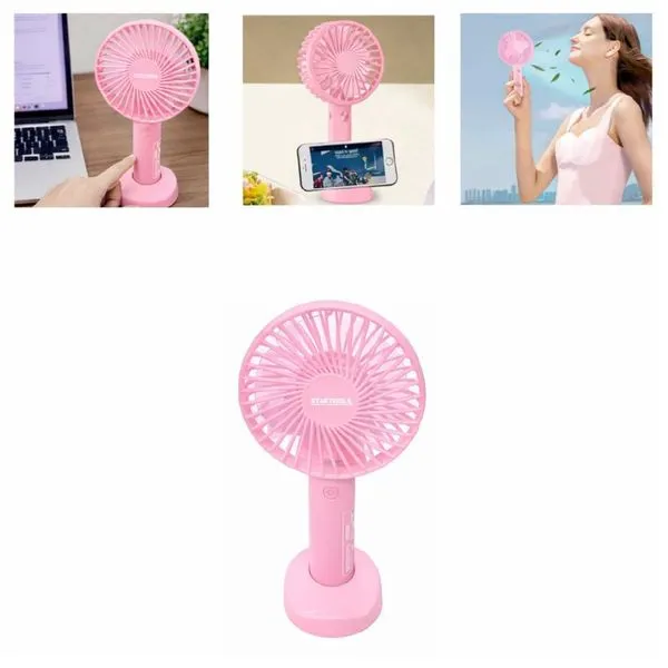 Mini Ventilador Portátil Usb Recarregável Yeet 3 Velocidades Rosa com Suporte para Celular Base 5V Mini Ventilador Portátil Usb Recarregável Yeet 3 Velocidades Rosa com Suporte para Celular 5V