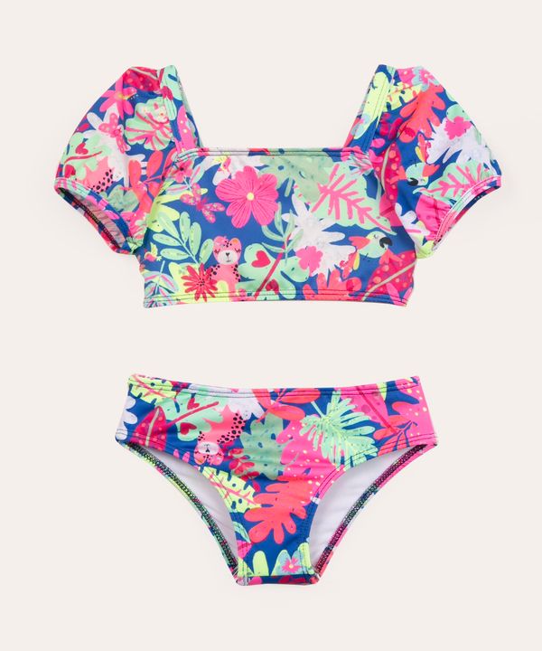 biquíni infantil floral com proteção uv50+ multicor 2