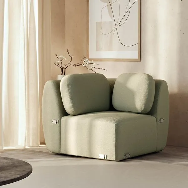 Sofá Modular de Canto Orla CabeCasa MadeiraOriginals Verde Água Verde Água
