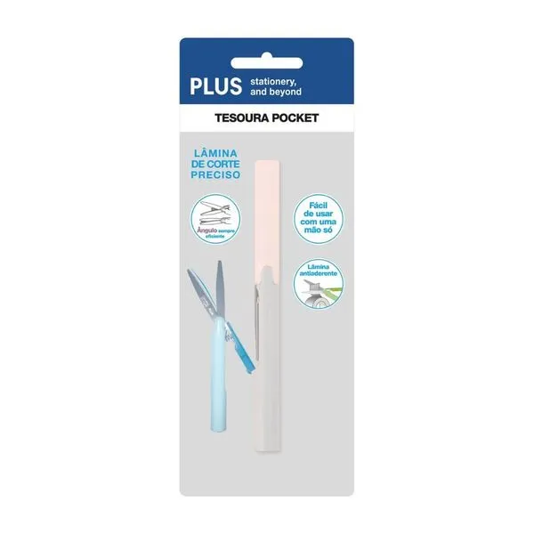 Tesoura Pocket Antiaderente Plus Pentel Cinza