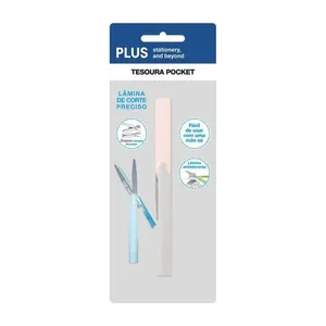 Tesoura Pocket Antiaderente Plus Pentel Cinza