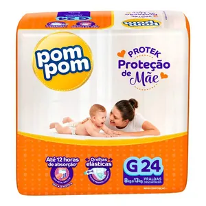 Fralda Pom Pom Protek Proteção de Mãe G 24 Unidades