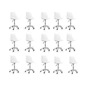 Kit 15 Cadeiras Office Base Cromada Com Rodízio Giratória Saarinen Branco