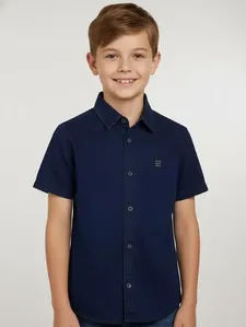 Camisa Manga Curta Juvenil Para Menino - AZUL 14