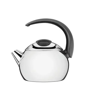 Chaleira Em Aço Inox Cabo Preto 18 Cm 2,2 L