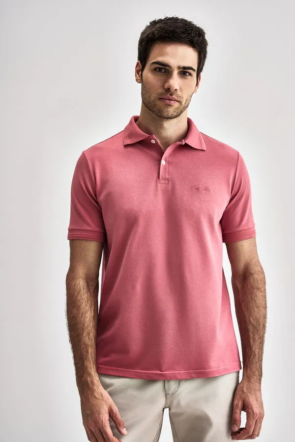 Polo Manga Curta Piquet Elastano - Rosa - G