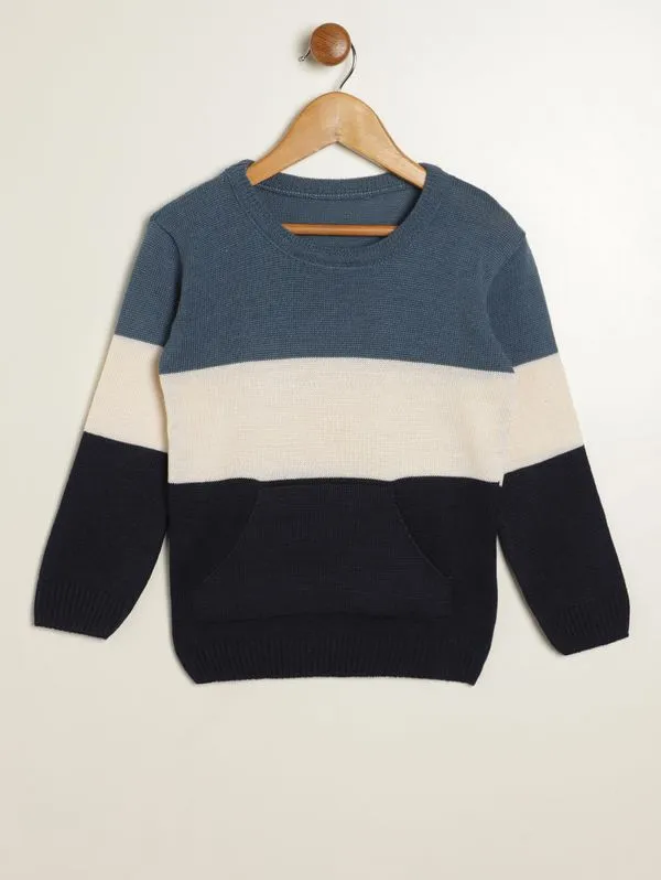 Blusão Tricot Listrado Infantil Para Menino - MARINHO/BEGE/AZUL 4