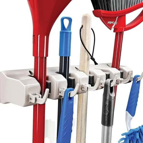 Suporte de Parede Home para Vassoura e Esfregão Branco BI