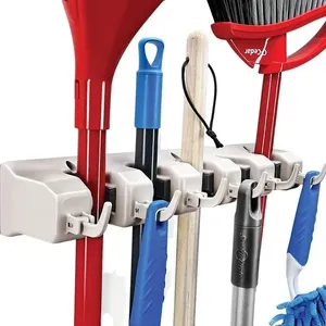 Suporte de Parede Home para Vassoura e Esfregão Branco BI